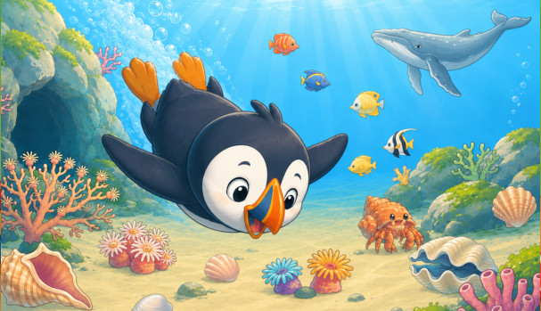 Undersea Sounds: a calm underwater scene of sea creatures to tap and listen to